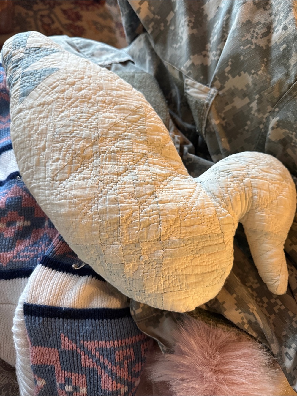 Vintage Cream Quilted Decorative Pillow - Soft Home Accent